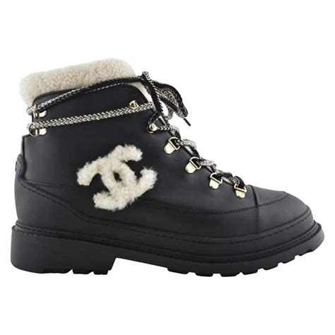 chanel boots with shearling|chanel black canvas heel boots.